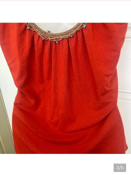 Fighting Eel Red Scoop Neck Embellished Tank - Picture 3 of 5